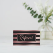 エレガントなばら色の金ゴールドおよび黒くストライプのな紹介カード 紹介カード (スタンド正面)