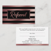 エレガントなばら色の金ゴールドおよび黒くストライプのな紹介カード 紹介カード (正面/裏面)