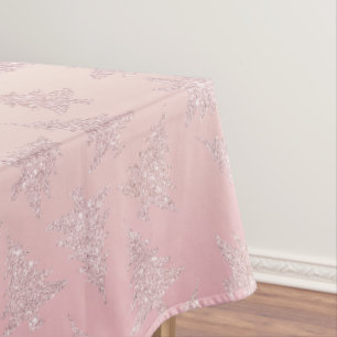 エレガントなばら色の金ゴールドのグリッターのクリスマスツリーパターン テーブルクロス