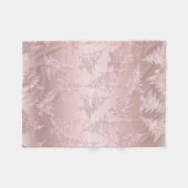 エレガントなばら色の金ゴールドのグリッターのクリスマスツリーパターン フリースブランケット (正面(横))