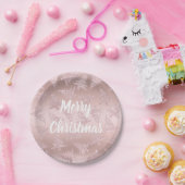 エレガントなばら色の金ゴールドのグリッターのクリスマスツリーパターン ペーパープレート (パーティー)