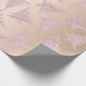 エレガントなばら色の金ゴールドのグリッターのクリスマスツリーパターン ラッピングペーパー (角)