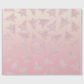 エレガントなばら色の金ゴールドのグリッターのクリスマスツリーパターン ラッピングペーパー (フラット)