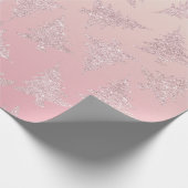 エレガントなばら色の金ゴールドのグリッターのクリスマスツリーパターン ラッピングペーパー (角)
