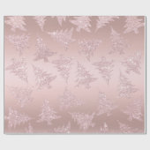 エレガントなばら色の金ゴールドのグリッターのクリスマスツリーパターン ラッピングペーパー (フラット)