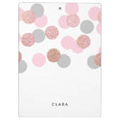 エレガントなばら色の金ゴールドのグリッターのパステル調ピンクの紙吹雪 クリップボード (裏面)