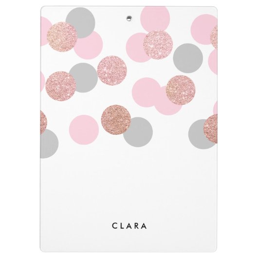 エレガントなばら色の金ゴールドのグリッターのパステル調ピンクの紙吹雪 クリップボード (裏面)