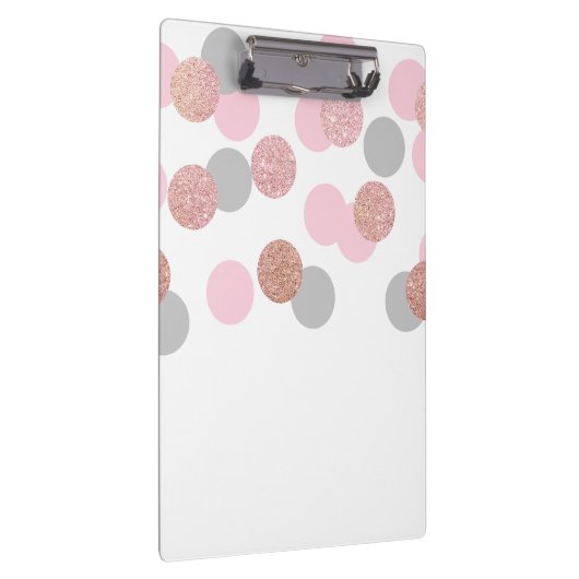 エレガントなばら色の金ゴールドのグリッターのパステル調ピンクの紙吹雪 クリップボード (右)