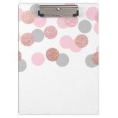 エレガントなばら色の金ゴールドのグリッターのパステル調ピンクの紙吹雪 クリップボード (正面)