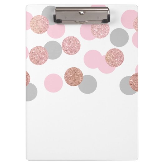 エレガントなばら色の金ゴールドのグリッターのパステル調ピンクの紙吹雪 クリップボード (正面)