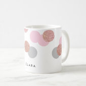 エレガントなばら色の金ゴールドのグリッターのパステル調ピンクの紙吹雪 コーヒーマグカップ (正面右)