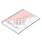エレガントなばら色の金ゴールドのグリッターの白い大理石の赤面のピンク ノートブック (左側)