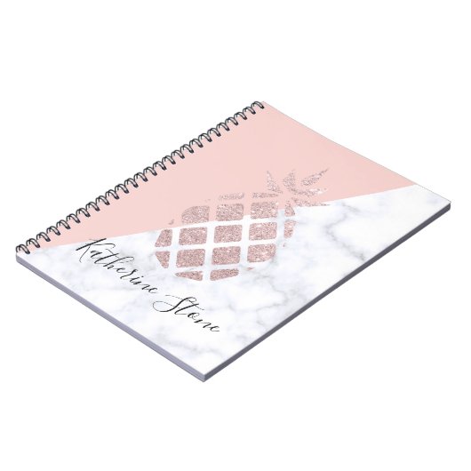 エレガントなばら色の金ゴールドのグリッターの白い大理石の赤面のピンク ノートブック (左側)