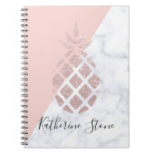 エレガントなばら色の金ゴールドのグリッターの白い大理石の赤面のピンク ノートブック (正面)