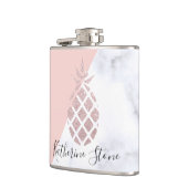 エレガントなばら色の金ゴールドのグリッターの白い大理石の赤面のピンク フラスク (左)