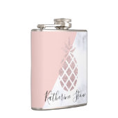 エレガントなばら色の金ゴールドのグリッターの白い大理石の赤面のピンク フラスク (右)