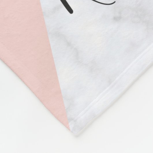 エレガントなばら色の金ゴールドのグリッターの白い大理石の赤面のピンク フリースブランケット (角)