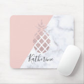 エレガントなばら色の金ゴールドのグリッターの白い大理石の赤面のピンク マウスパッド (マウス)