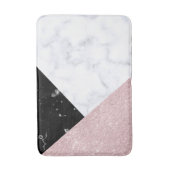 エレガントなばら色の金ゴールドのグリッターの白く黒い大理石 バスマット (正面縦)