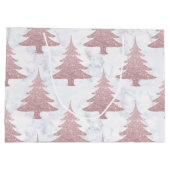 エレガントなばら色の金ゴールドのグリッター及び大理石のクリスマスツリー ラージペーパーバッグ (裏面)