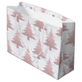 エレガントなばら色の金ゴールドのグリッター及び大理石のクリスマスツリー ラージペーパーバッグ (裏面アングル)