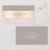 エレガントなばら色の金ゴールドのグリッター及び灰色のメーキャップアーティスト 名刺 (正面/裏面)