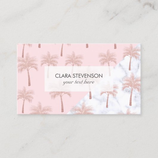 エレガントなばら色の金ゴールドのグリッター及び白い大理石パターン 名刺 (正面)