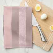 エレガントなばら色の金ゴールドのグリッター及び赤面のピンクのストライブ柄 キッチンタオル (四つ折り)