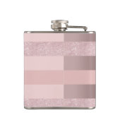 エレガントなばら色の金ゴールドのグリッター及び赤面のピンクのストライブ柄 フラスク (裏面)