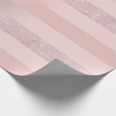 エレガントなばら色の金ゴールドのグリッター及び赤面のピンクのストライブ柄 ラッピングペーパー (角)