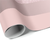 エレガントなばら色の金ゴールドのグリッター及び赤面のピンクのストライブ柄 ラッピングペーパー (ロールコーナー)