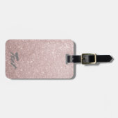 エレガントなばら色の金ゴールドのグリッター ラゲッジタグ (正面横)