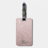エレガントなばら色の金ゴールドのグリッター ラゲッジタグ (裏面縦)
