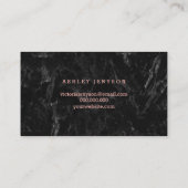 エレガントなばら色の金ゴールドのタイポグラフィの黒の大理石2を釘付けします 名刺 (裏面)