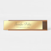 エレガントなばら色の金ゴールドのテンプレート手の原稿の文字のモダン デスクネームプレート (正面)