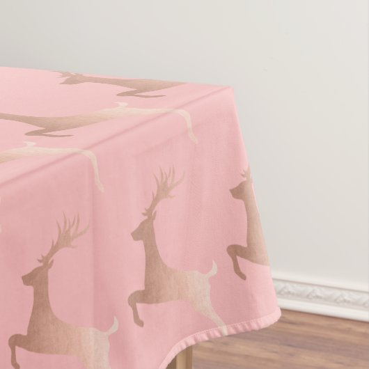 エレガントなばら色の金ゴールドのピンクのクリスマスのトナカイパターン テーブルクロス (インサイチュ)