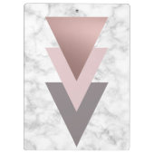 エレガントなばら色の金ゴールドのピンクの灰色の三角形の白の大理石 クリップボード (裏面)
