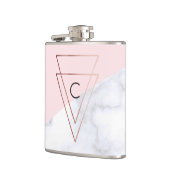 エレガントなばら色の金ゴールドの三角形の白い大理石のピンク フラスク (左)