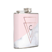 エレガントなばら色の金ゴールドの三角形の白い大理石のピンク フラスク (右)