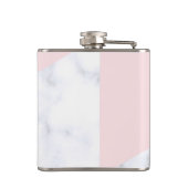 エレガントなばら色の金ゴールドの三角形の白い大理石のピンク フラスク (裏面)