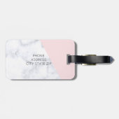 エレガントなばら色の金ゴールドの三角形の白い大理石のピンク ラゲッジタグ (裏面横)