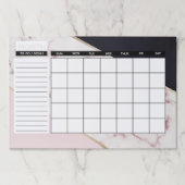 エレガントなばら色の金ゴールドの大理石の抽象芸術の月例カレンダー ペーパーパッド (正面)