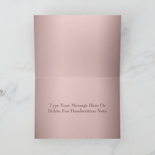 エレガントなばら色の金ゴールドの手描きの花柄は感謝していしています カード (内部)