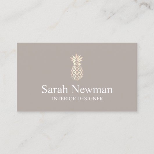 エレガントなばら色の金ゴールドの灰色のパイナップルインテリア・デザイナー 名刺 (正面)