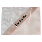 エレガントなばら色の金ゴールドの白い大理石の幾何学的なカスタム ラージペーパーバッグ (正面)