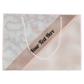 エレガントなばら色の金ゴールドの白い大理石の幾何学的なカスタム ラージペーパーバッグ (裏面)