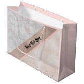 エレガントなばら色の金ゴールドの白い大理石の幾何学的なカスタム ラージペーパーバッグ (正面アングル)