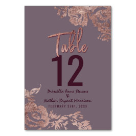 エレガントなばら色の金ゴールドの花の紫色の藤色のテーブル数 テーブルナンバー