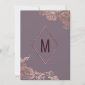 エレガントなばら色の金ゴールドの花の紫色の藤色の卒業 招待状 (裏面)