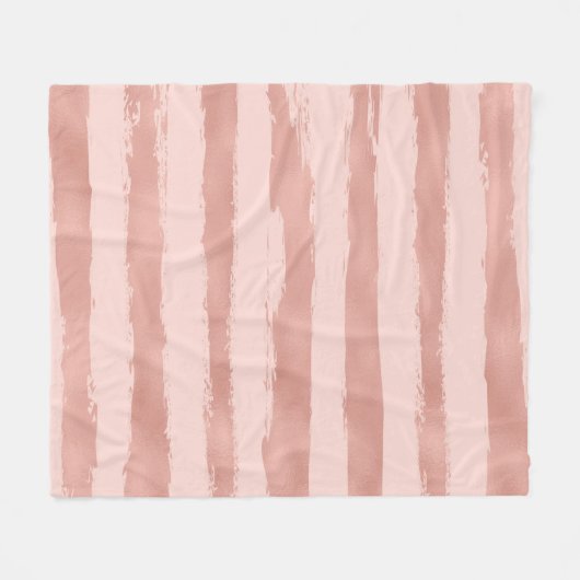 エレガントなばら色の金ゴールドの金属手塗りは縞で飾ります フリースブランケット (正面(横))
